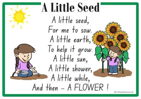 A Little Seed Rhyme Kids Poems Nursery Rhymes Activities Preschool