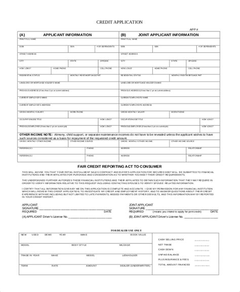 Free 13 Sample Credit Application Forms In Pdf Ms Word Excel