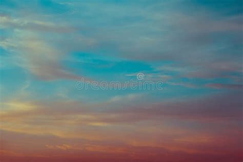 Blue And Orange Sky Clouds At Sunset Or Sunrise Stock Image Image Of