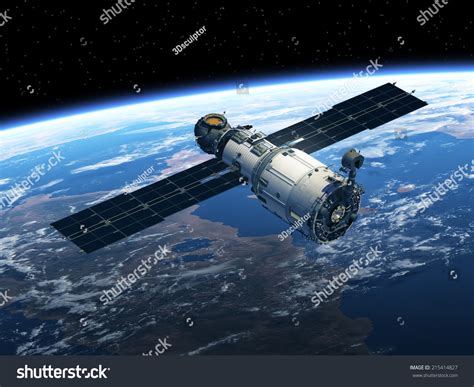Space Station Orbiting Earth 3d Scene Elements Of This Image