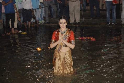Pics And Video Kangana Ranaut Takes Five Dips In Holy River Ganga