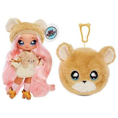 fashion doll na na na surprise 2 in 1 sarah snuggles with teddy bear zippered pom