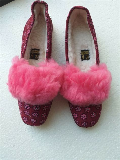 Vintage St Michael Half Fur Cuff Slippers Size 4 British Made New In