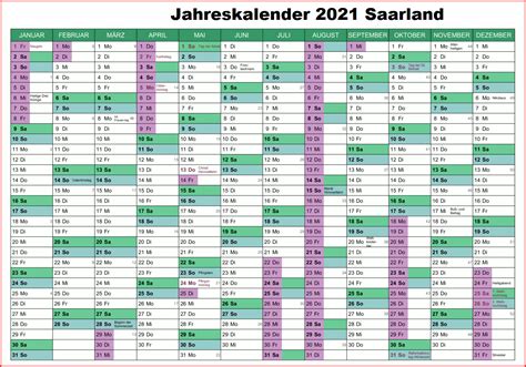 Brückentage in bayern übersichtlich im kalender. Jahreskalender 2021 Saarland PDF | The Beste Kalender