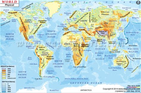 World Physical Map Physical Map Of The World