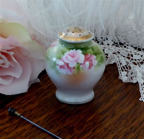 Vintage Hat Pin Holder Porcelain Roses Hand Painted Nippon By