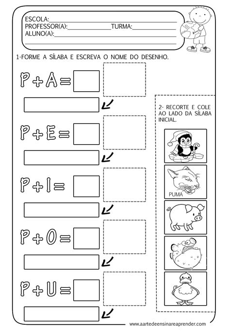 Atividade pronta Família silábica do P A Arte de Ensinar e Aprender