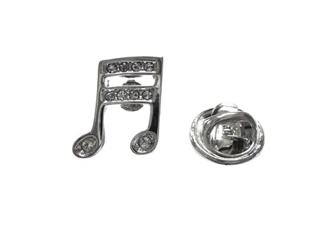 Silver Toned Crystalled Musical Note Lapel Pin Kiola Designs