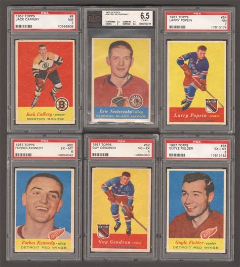 Lot Detail 1957 58 Topps Hockey Complete 66 Card Set Including Graded