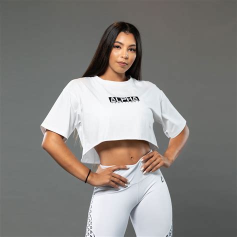 White Alpha Womens Boyfriend Style Crop T Shirt Alpha Territory®