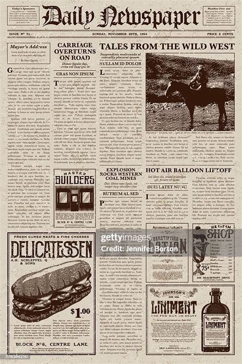 Vintage Victorian Style Newspaper Design Template High Res Vector