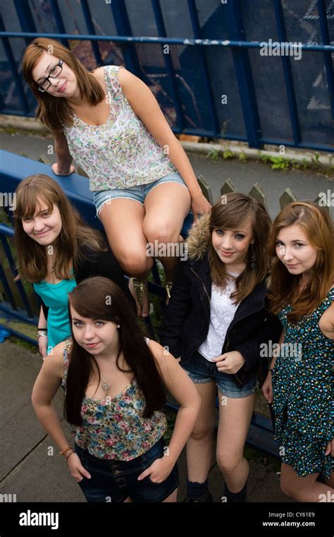 A Group Of Five 5 Young Adolescent British English Welsh Teen Teenage