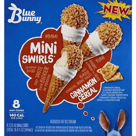 Blue Bunny Mini Swirls Ice Cream Reduced Fat Cinnamon Cereal Frozen