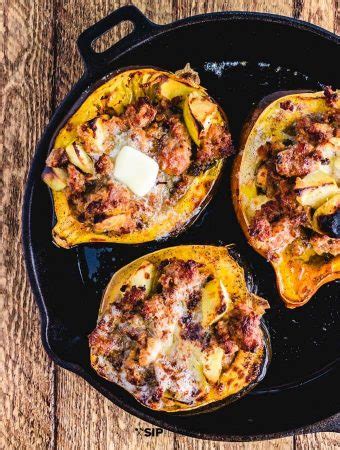 Sausage And Apple Stuffed Acorn Squash Sip And Feast