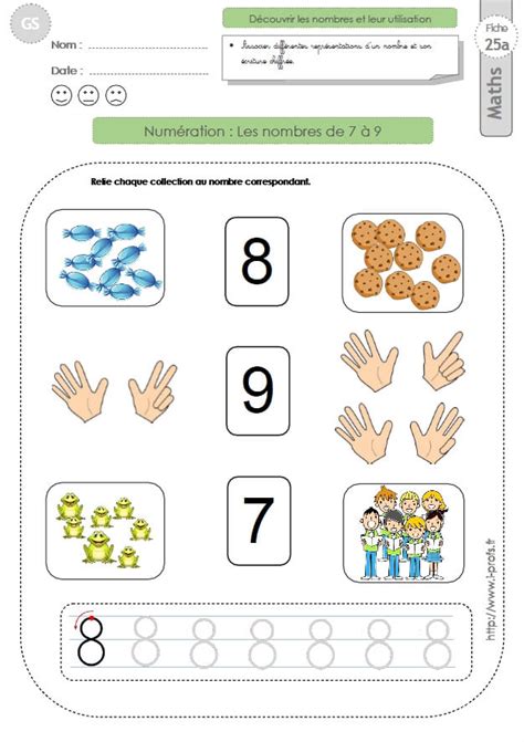 Gs Exercices Mathematiques Les Nombres 7 8 9 En Maternelle Grande