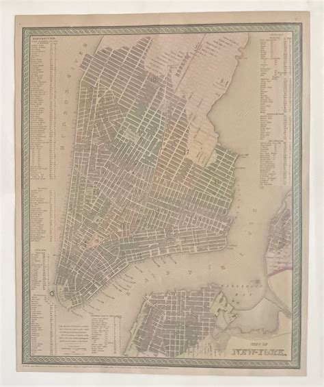Antique Map Of Manhattan New York City By Thomas Cowperthwait And Co