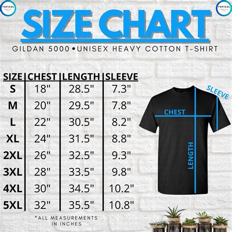 Hq Gildan 5000 Size Chart Gildan 5000 Unisex Heavy Cotton Etsy