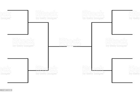 Simple Black Tournament Bracket Template For 8 Teams On White Stock