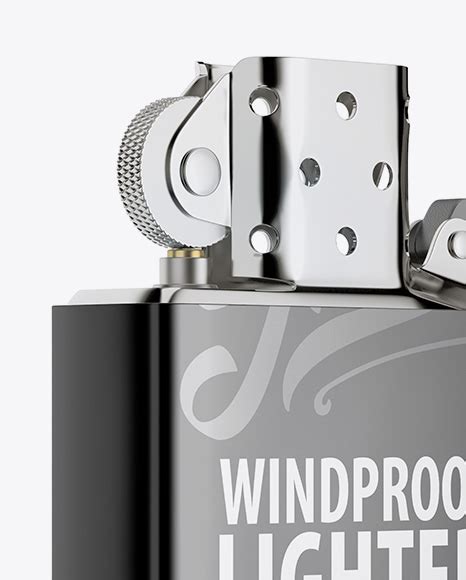 Download Opened Metallic Lighter Mockup - Halfside View in Object Mockups on Yellow Images Object Mockups