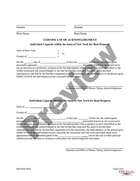 New York Quitclaim Deed Two Individual To Four Individuals New York