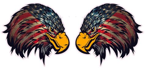 Weathered American Flag Eagle Head Version 2 Pair 4 Decal Nostalgia