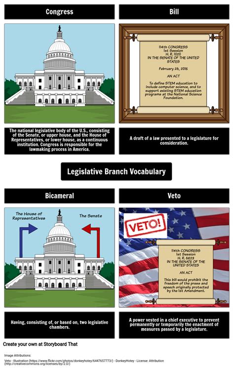 Vocabulary Terms Of The Legislative Branch Storyboard