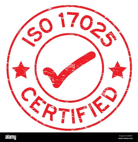 Grunge Red Iso 17025 Certified With Mark Icon Round Rubber Seal Stamp
