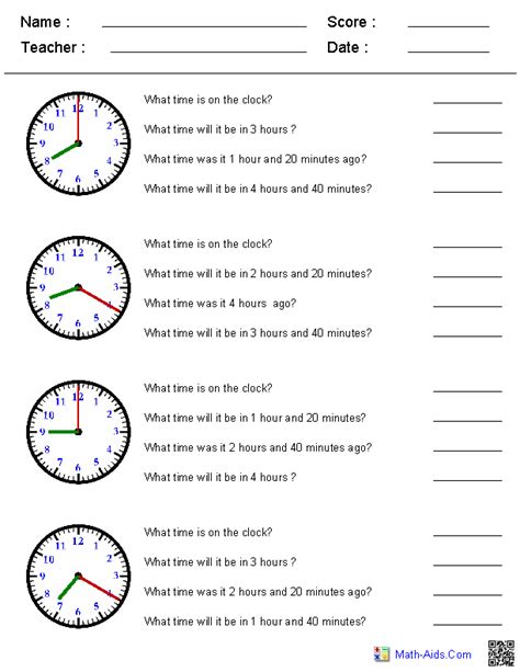 Free Printable Timr Worksheets For 3rd Grade
