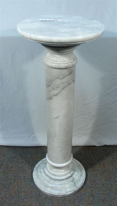 Sold At Auction Heavy White Marble Column Style Pedestal