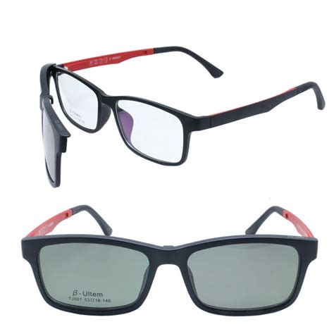 007 Ultra Lightweight Ultem Rectangle Prescription Glasses With Handy Megnatic Clip On Removable