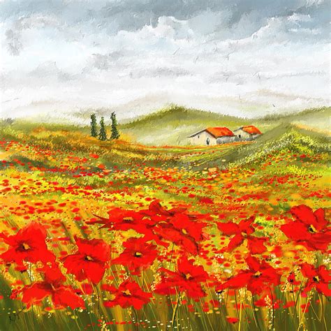 Field Of Dreams Poppy Field Paintings Painting By Lourry Legarde