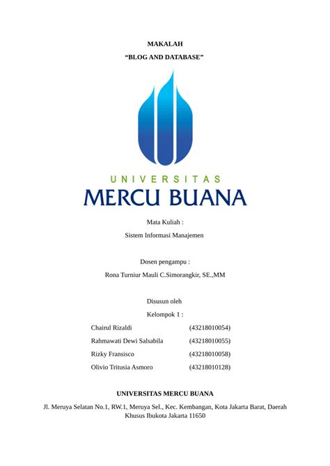 (PDF) MAKALAH "BLOG AND DATABASE"