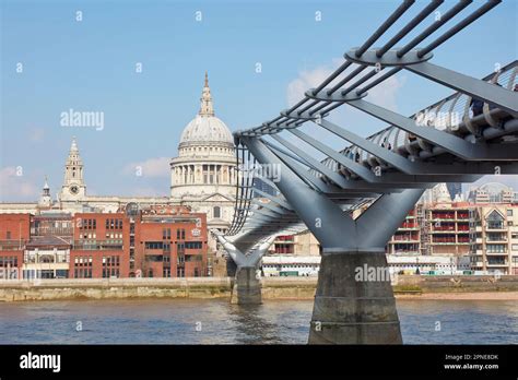 The Millennium Bridge With The St Paul Cathedral In Background London