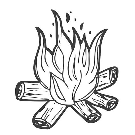 Premium Vector Hand Drawn Doodle Campfire Vector Bonfire Clipart Outline