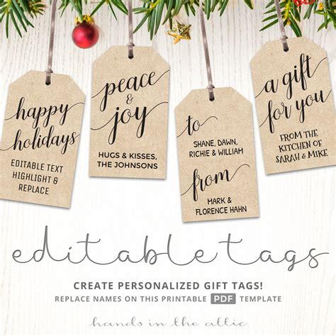 Christmas T Tags Printable Editable