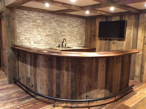 Premium hardwood bar rail, bar tops & bar fronts. Oak Curved Home Bar - Custom Home Bars