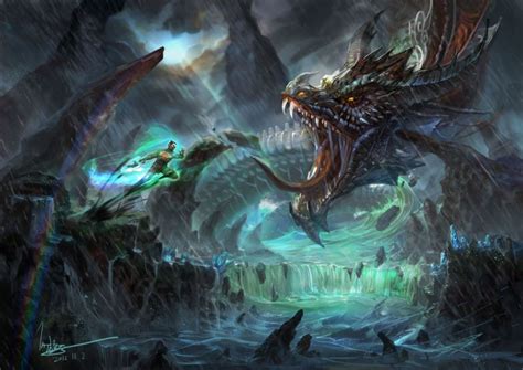 Battles Monsters Fantasy Dragon Dragons Warrior Warriors Wallpaper