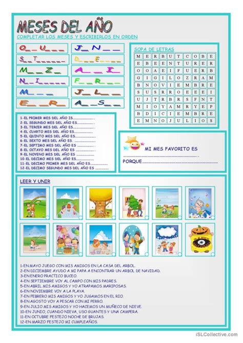 Meses Del Ano Worksheet Worksheets For Kindergarten