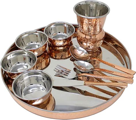 Indian Dinnerware Set Copper Stainless Steel Dinner Plate Bowls