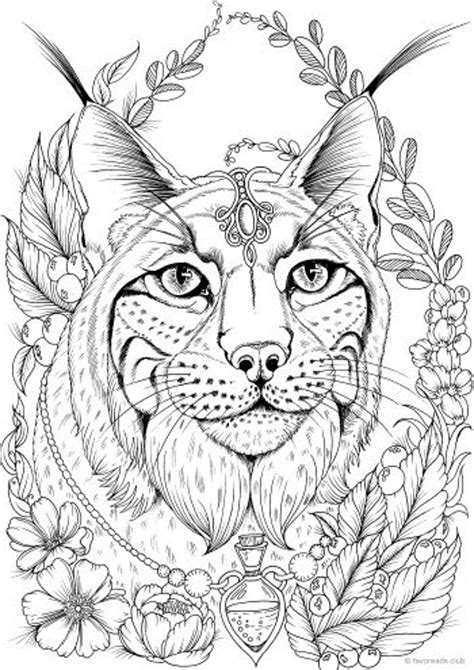 Lynx Printable Adult Coloring Page From Favoreads Coloring Etsy