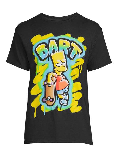 The Simpsons Mens And Big Mens Bart Airbrush Graphic T Shirt With Short
