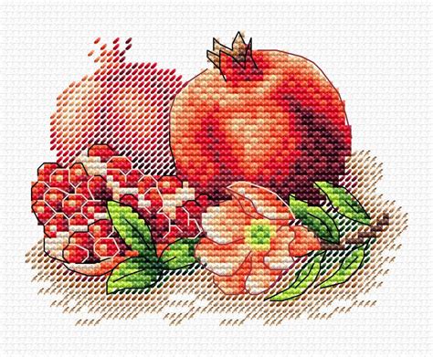 Pomegranate Cross Stitch Kit Botanical Embroidery Pattern Etsy