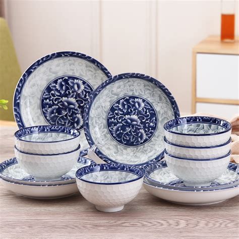 12 Pcs Blue And White Ceramic Kitchen Dinnerware Bowl