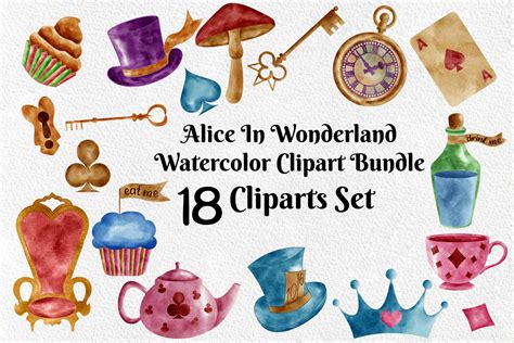Alice In Wonderland Watercolor Clipart Graphic By Rextore · Creative