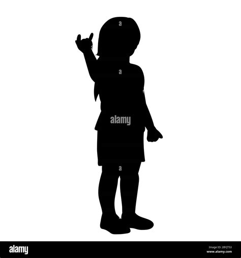 White Background Black Silhouette Little Girl Child Stock Vector Image