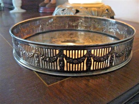 Vintage Round Silver Plated Serving Tray With Gallerymade In Sheffield