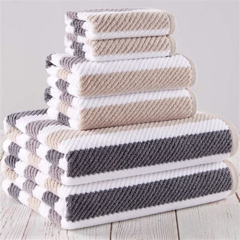 Truly Lou 100 Cotton Quick Dry Textured Bath Towel Set 6 Piece Set