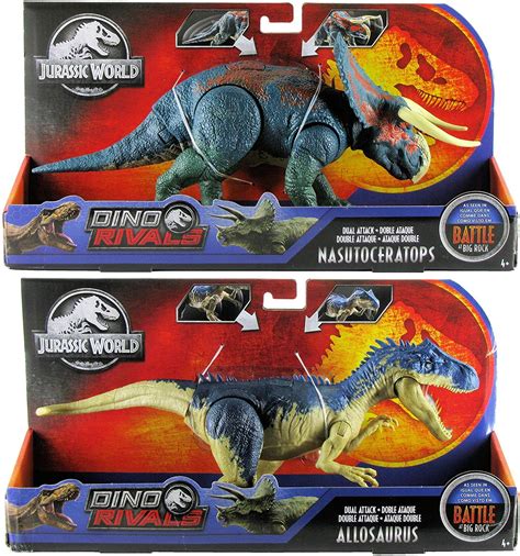 Jurassic World Dino Rivals Dual Attack Battle At Big Rock Nasutoceratops And Allosaurus