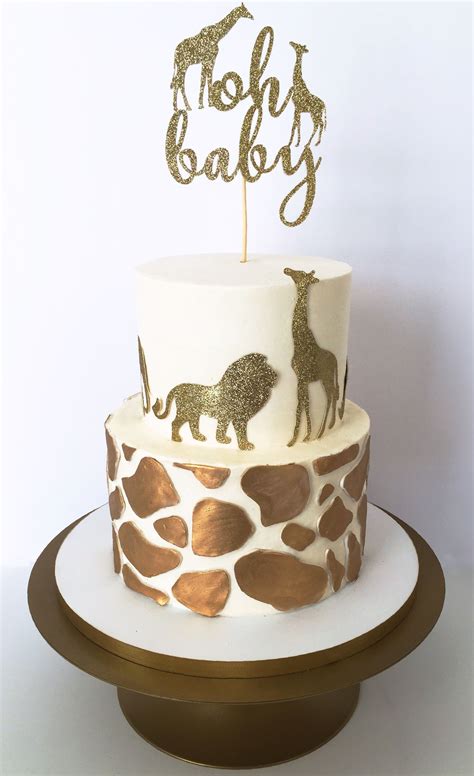 Glam Safari Buttercream Cake Baby Shower Safari Cake Safari Baby