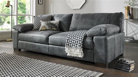Linara Leather Sofa Dark Gray Leather Couch Grey Leather Sofa Living